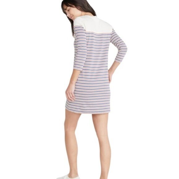 Marine Layer April Dress Small Modal Nautical Striped Comfy Preppy Pockets Cream - Picture 3 of 12